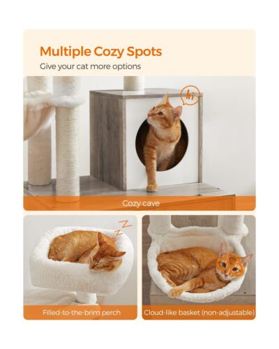 Feandrea WoodyWonders Cat Tree with Litter Box Furniture Hidden Enclosure, 2-...