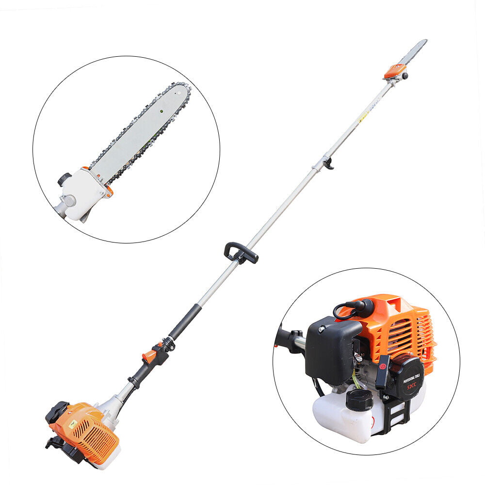 2-Stroke 52CC Gas Powered Straight Shaft Brush Cutter Pole Saw Hedge Trimmer