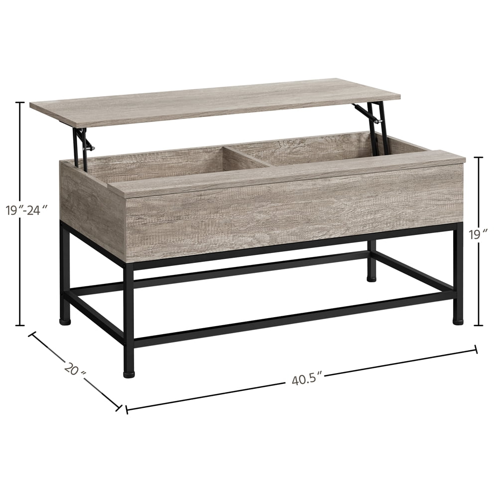 Alden Design Wood and Metal Lift Top Coffee Table, Rustic Gray