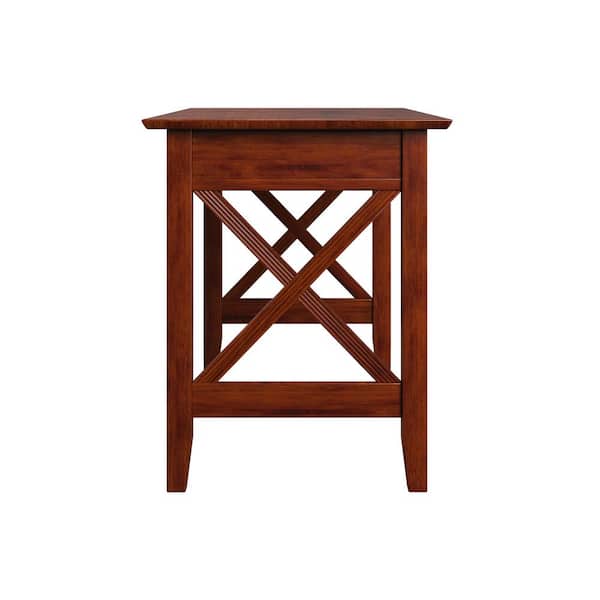 48 in. Rectangular Walnut 1 Drawer Writing Desk with Solid Wood Material