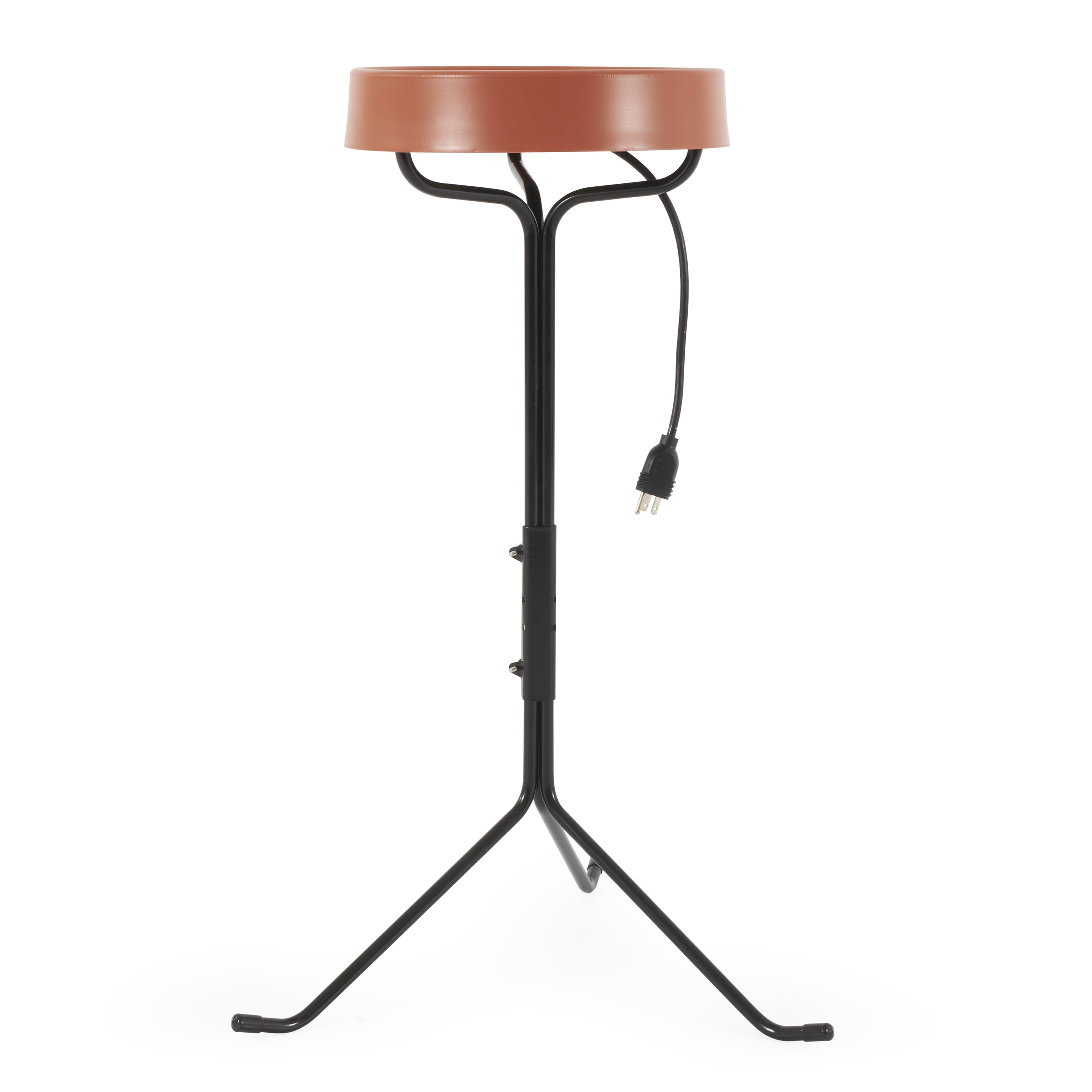 API Weather Resistant Heated Bird Bath with Round Basin and Metal Stand, Black