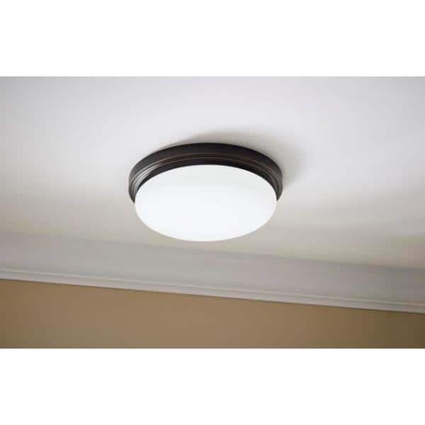 Chilton 15 in. Light Oil-Rubbed Bronze Adjustable CCT Integrated LED Flush Mount with Glass Shade