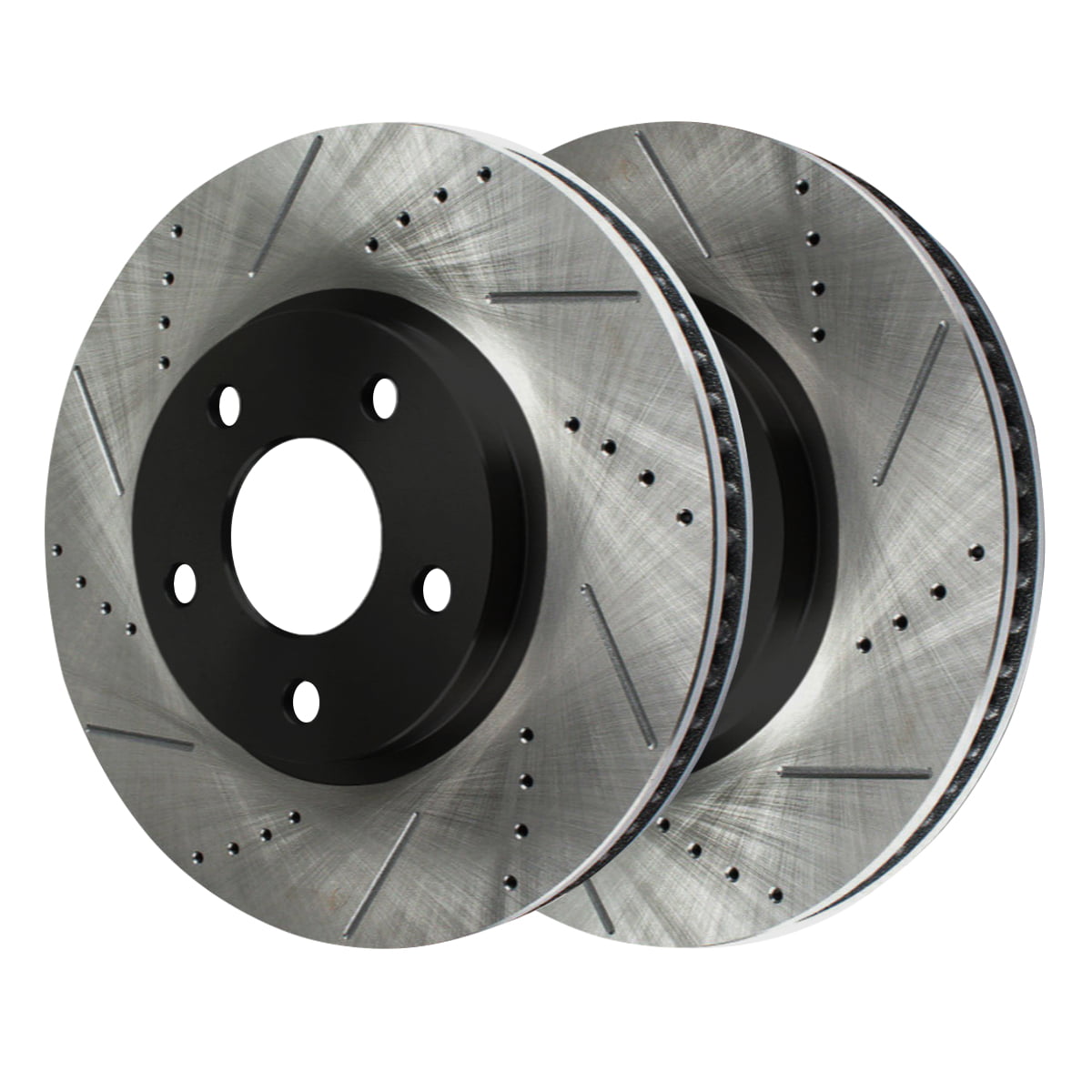 AutoShack Front Drilled Slotted Brake Rotors Black and Ceramic Pads Kit Driver and Passenger Side Replacement for 2007-2013 2014 2015 2016 2017 Jeep Wrangler 2018 Wrangler JK 3.6L 3.8L V6 4WD RWD