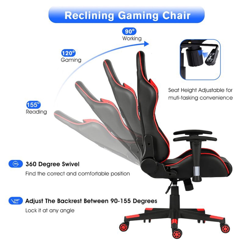 HomeZeer High Back Ergonomic PU Leather Gaming Chair Office Chair, Red