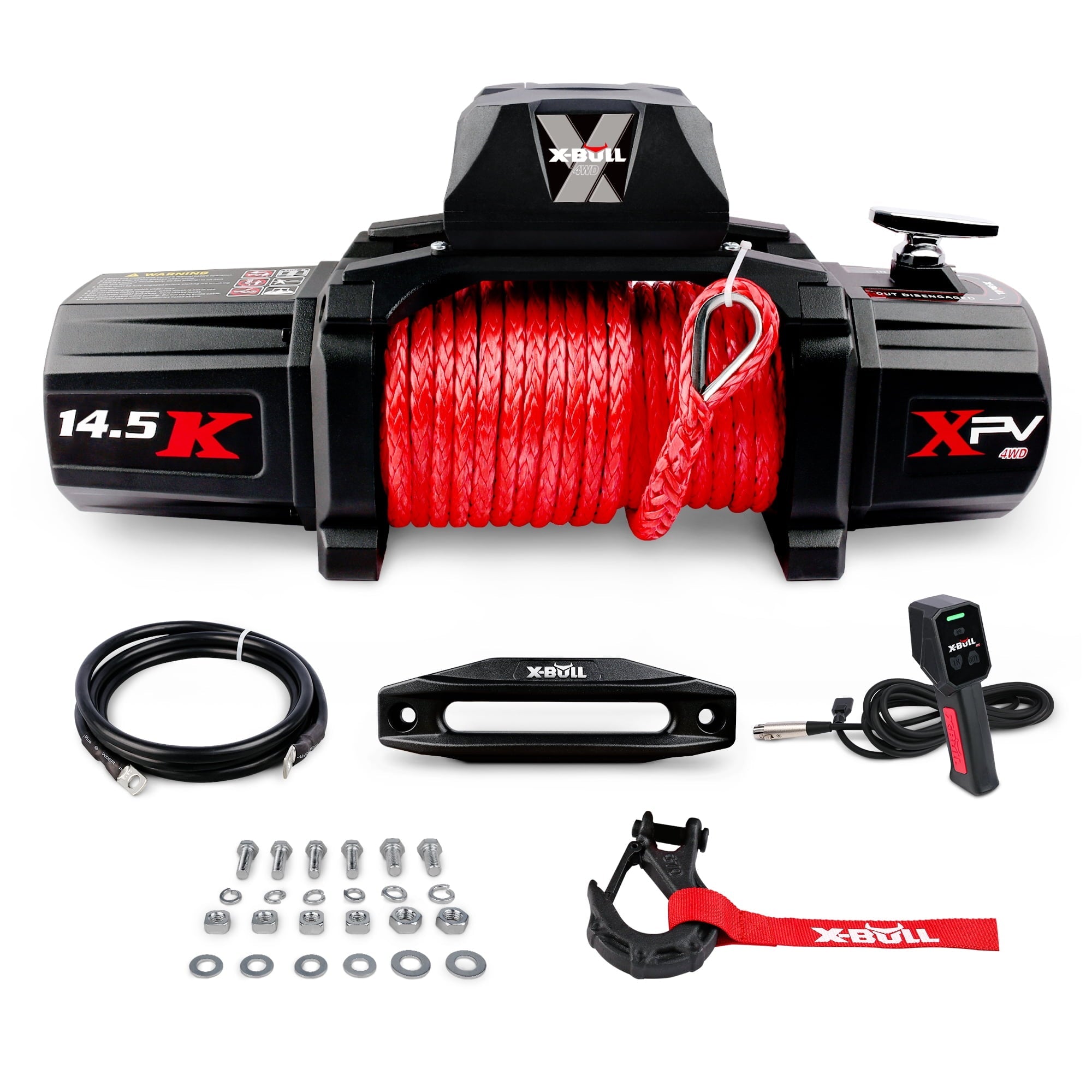 X-BULL Electric Winch XPV 14500LBS  12V Winch Synthetic Rope SUV Jeep Truck Towing 4WD Off-Road