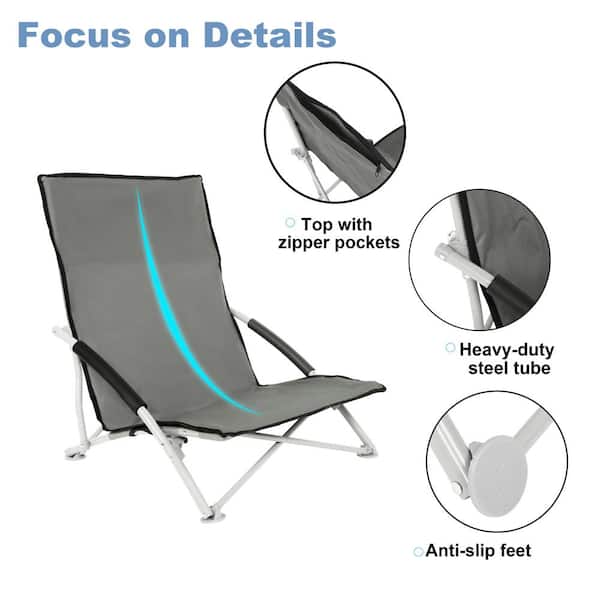 1-Pack Outdoor Travel Beach Camping Folding Chairs Adults Portable Chair in Grey