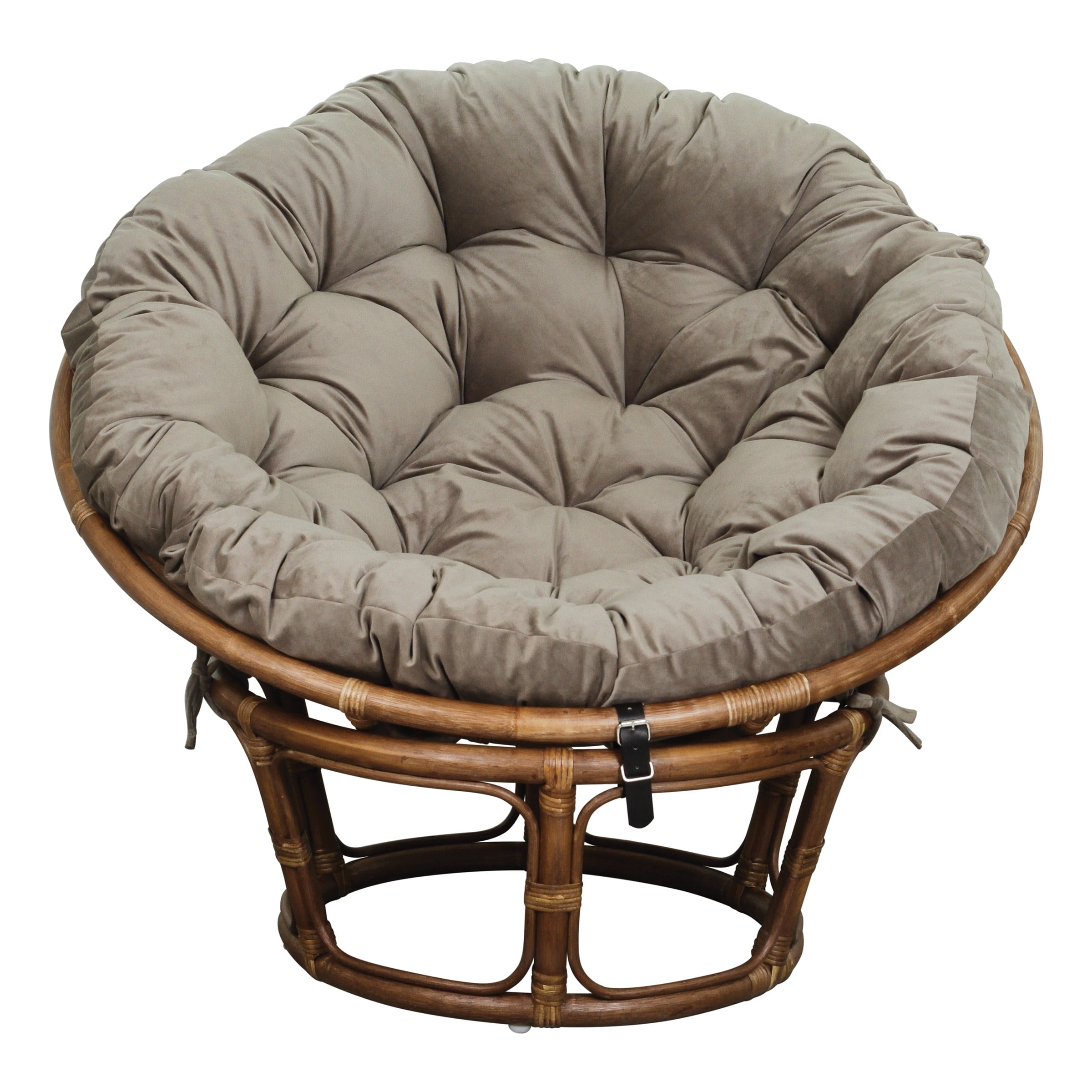 OSP Home Furnishings Specialty Seating Series Papasan Chair, Brown Rattan Frame with Green Round Pillow Cushion