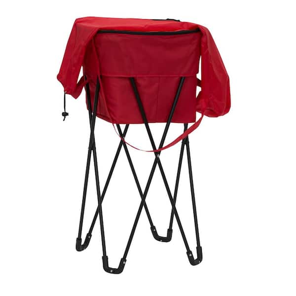 Thermal Standing 52 Qt. Cooler with Travel Bag, Black Powder Coated Steel Legs, Soft-Sided Cooler in Red