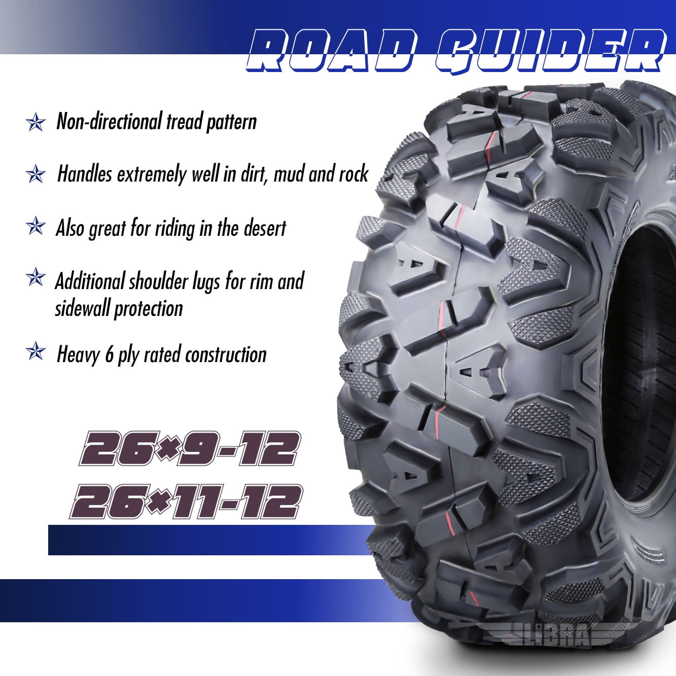 Set of 4 ATV/UTV Tires 26x9-12 26x9x12 Front 26x11-12 26x11x12 Rear 10277/278