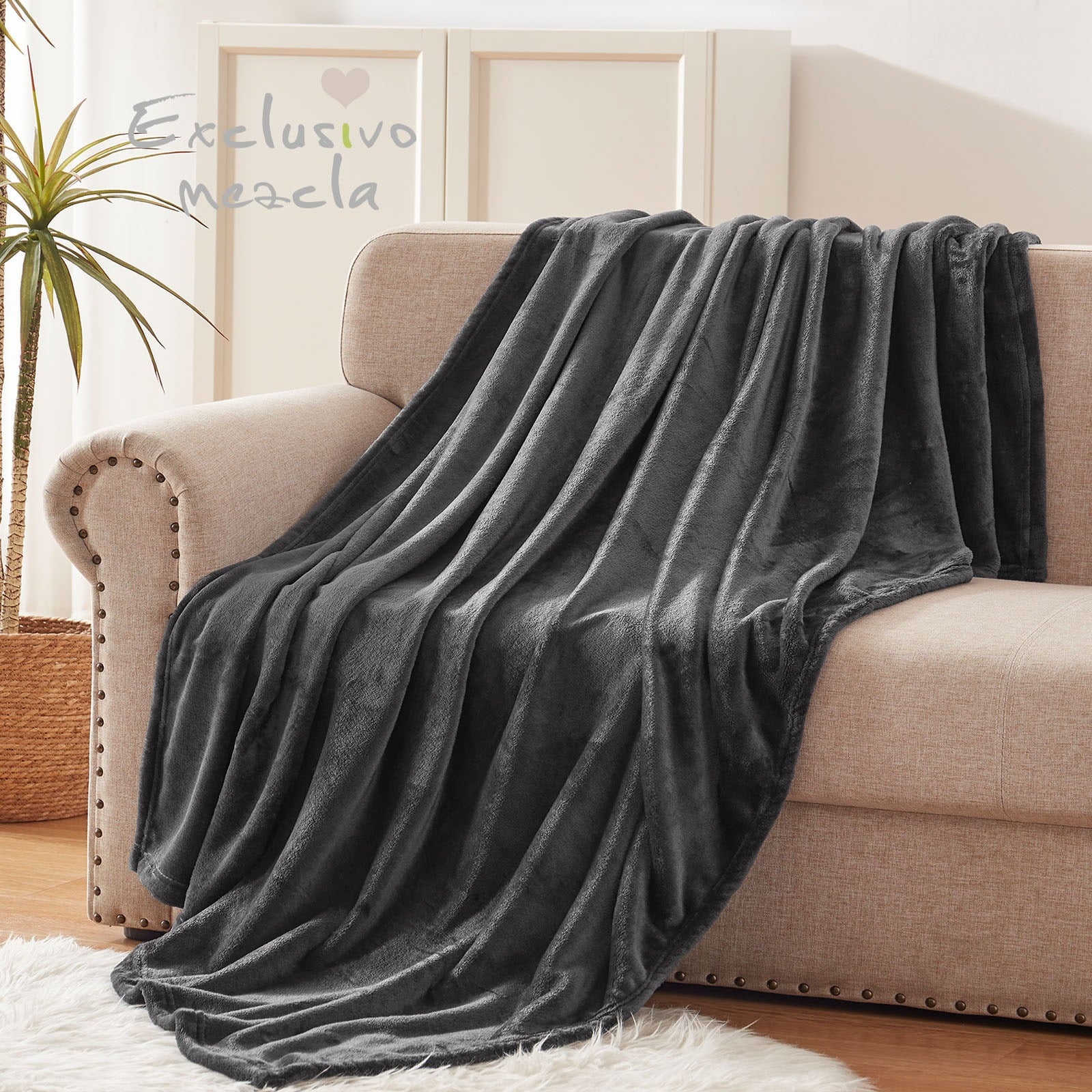Exclusivo Mezcla Fleece Throw Blanket for Couch/Sofa/Bed,Plush Soft Blankets and Throws,Lightweight and Cozy-50