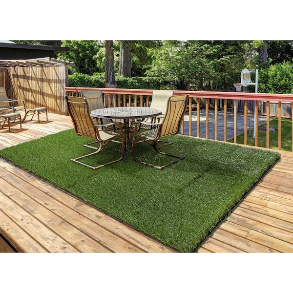 1 ft. x 1 ft. Artificial Grass Interlocking Tiles (9-Pack) (9 sq. ft.)