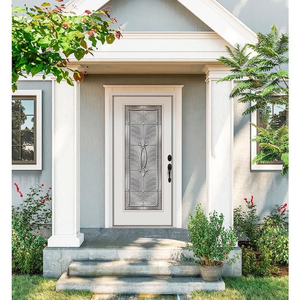 36 in. x 80 in. Full Lite Blakely Primed Steel Prehung Left-Hand Inswing Front Door w/Brickmould