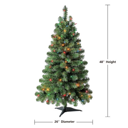 Spruce Artificial Christmas Tree, Multi-Color Incandescent Lights