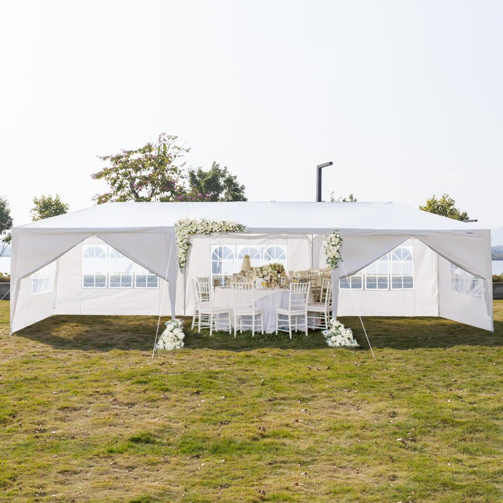 Zimtown 10'x30' Canopy Tent Party Wedding Tent with Spiral Tubes White