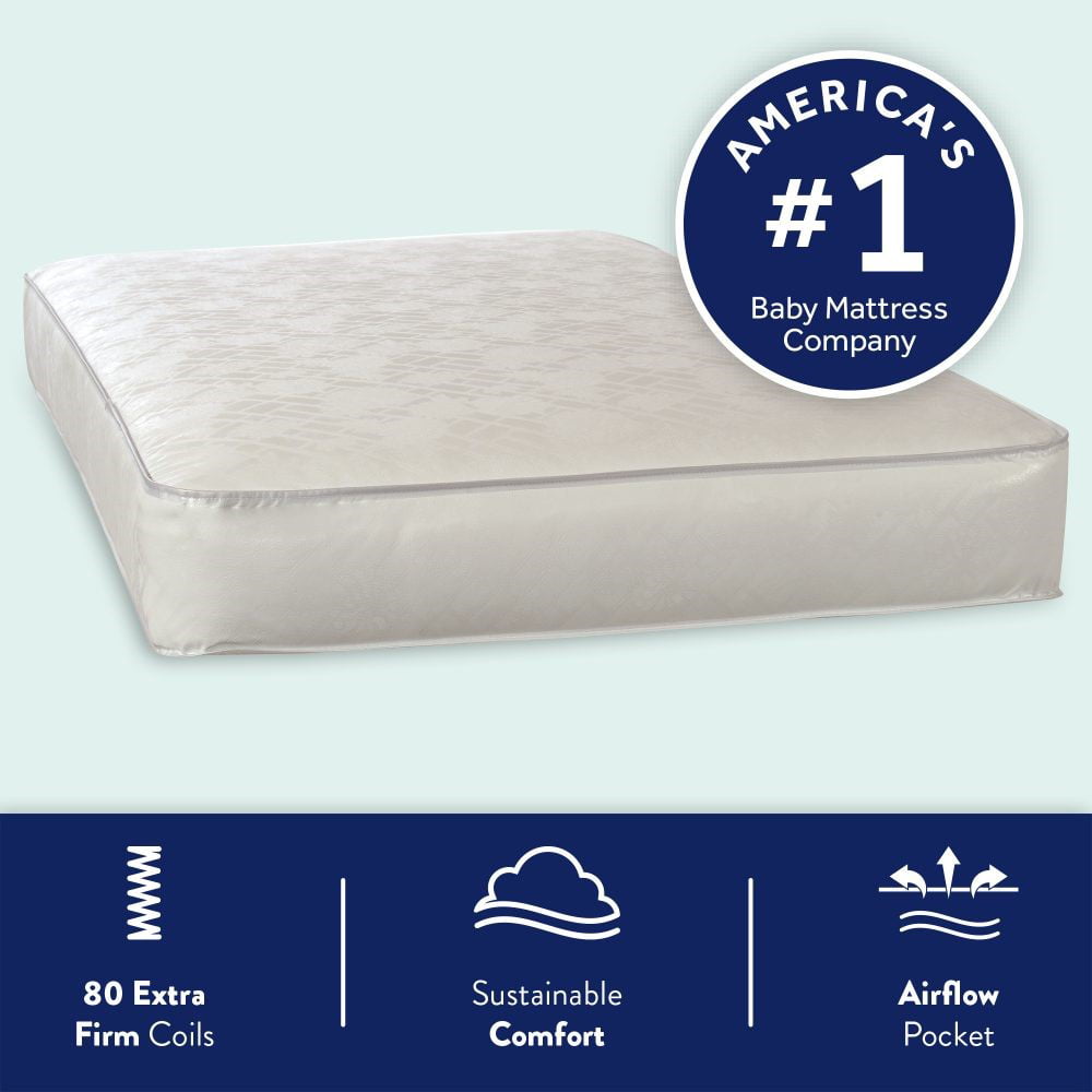 Pediatric 800 Extra Firm Ultra Deluxe, 80 Coil Crib and Toddler Mattress, White