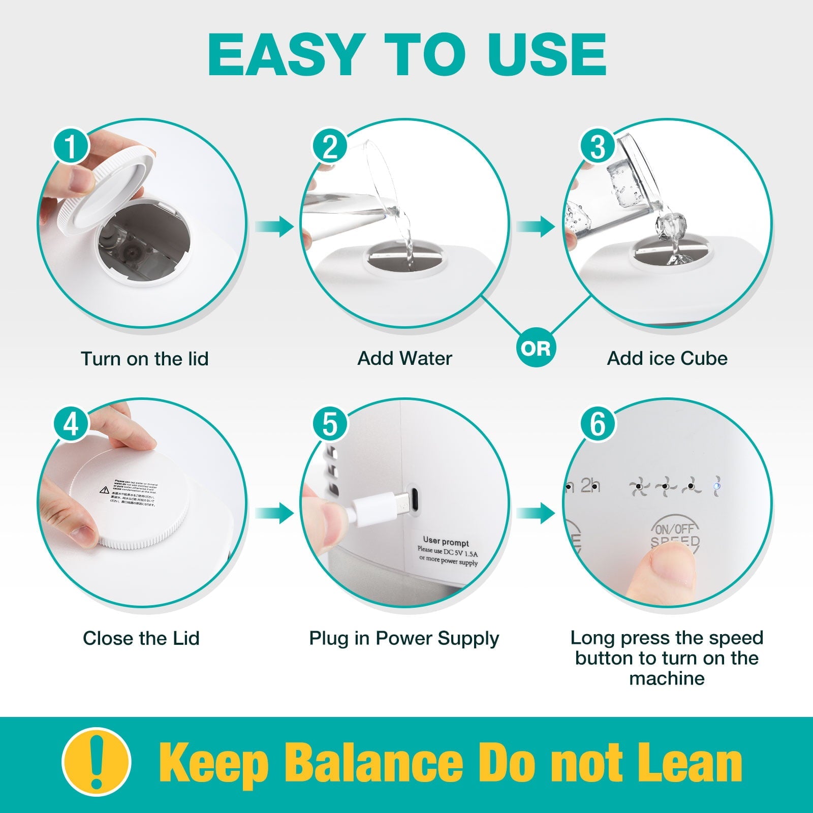 HailiCare Mini Portable Air Conditioner, 6-in-1 Evaporative Coolers with Mist Sprayer Function,Air Cooler with 4 Speeds and 7 Color LED Light for Home Bedroom Office