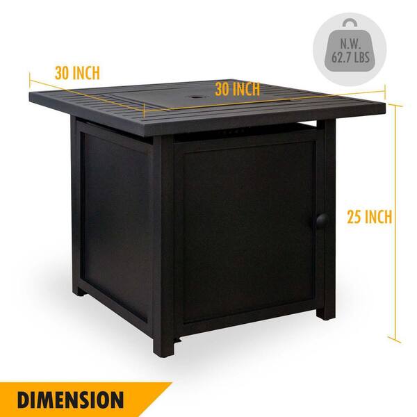 Upland Slat Top Metal 30 ft. Gas Fire Pit Table