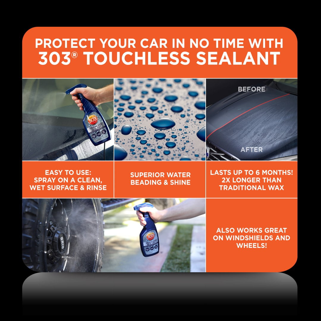 303 Touchless Sealant - SiO2 Water Activated Paint & Glass Protection - Spray On, Rinse Off - Lasts 2x Longer Than Wax - Deep, Wet Shine, 32 fl. oz. (30394CSR) Packaging May Vary
