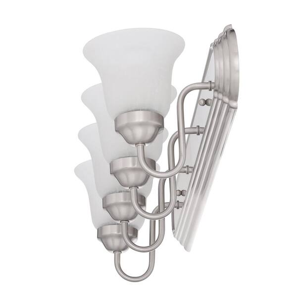 30 in. 4-Light Brushed Nickel Bathroom Vanity Light with Glass Shades