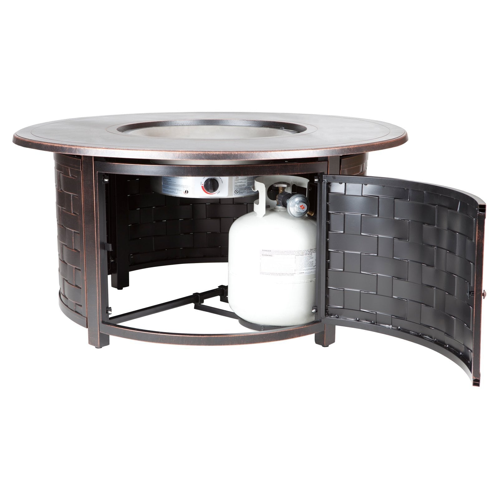 Fire Sense Perissa Woven Round Cast Aluminum Propane Gas Fire Pit