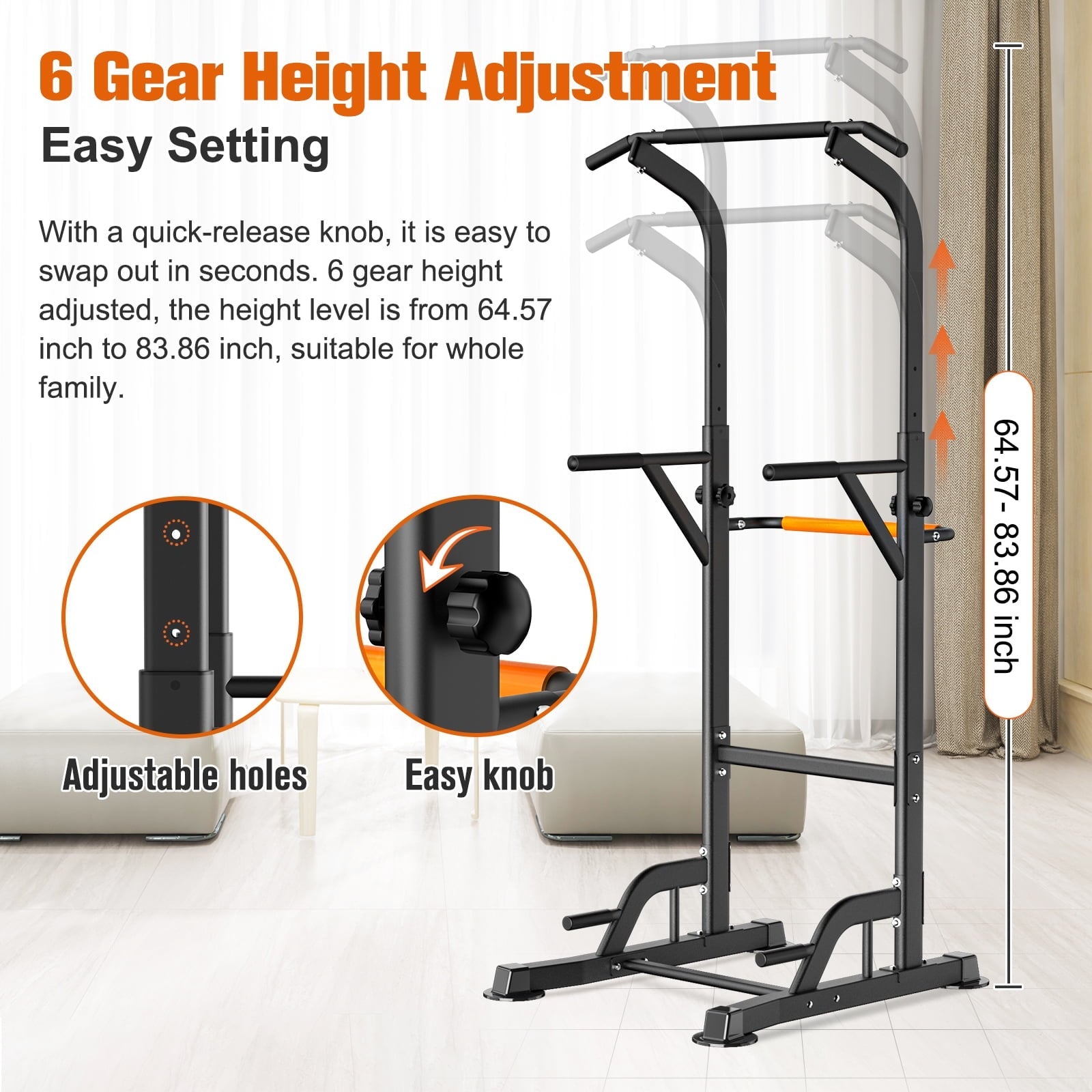 RELIFE REBUILD YOUR LIFE Adjustable Power Tower Dip Station Pull up Bar Home Gym Strength Training