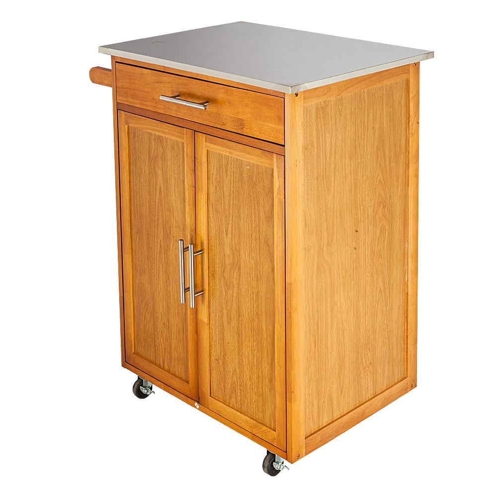 Zimtown Kitchen Island Cart with Drop-Leaf Tabletop,Large Trolley Cart with Large Cabinet,Rolling Kitchen Cart