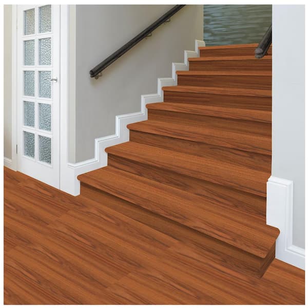 Paradise Jatoba 47 in. L x 12.15 in. W x 1.69 in. T Laminate Stair Tread and Reversible Riser Kit Adhesive