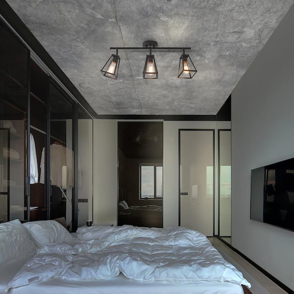 2 ft. 3-Light Matte Black Fixed Track Lighting Kit