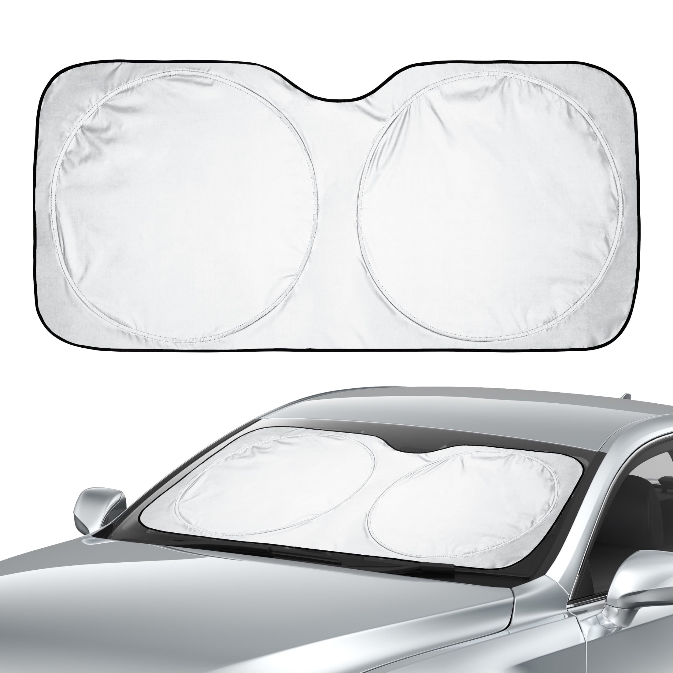 Auto Drive Double Rings Windshield AD22D-83 Twist Sun Shade 1 Pack, 63