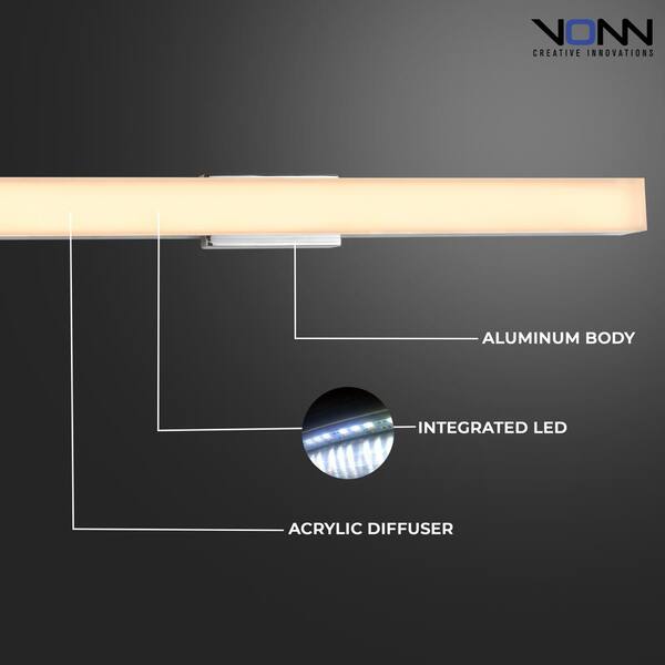 Procyon 24 in. Chrome ETL Certified Integrated LED Vanity and Bathroom Lighting Fixture AC LED ADA Compliant Damp Rated