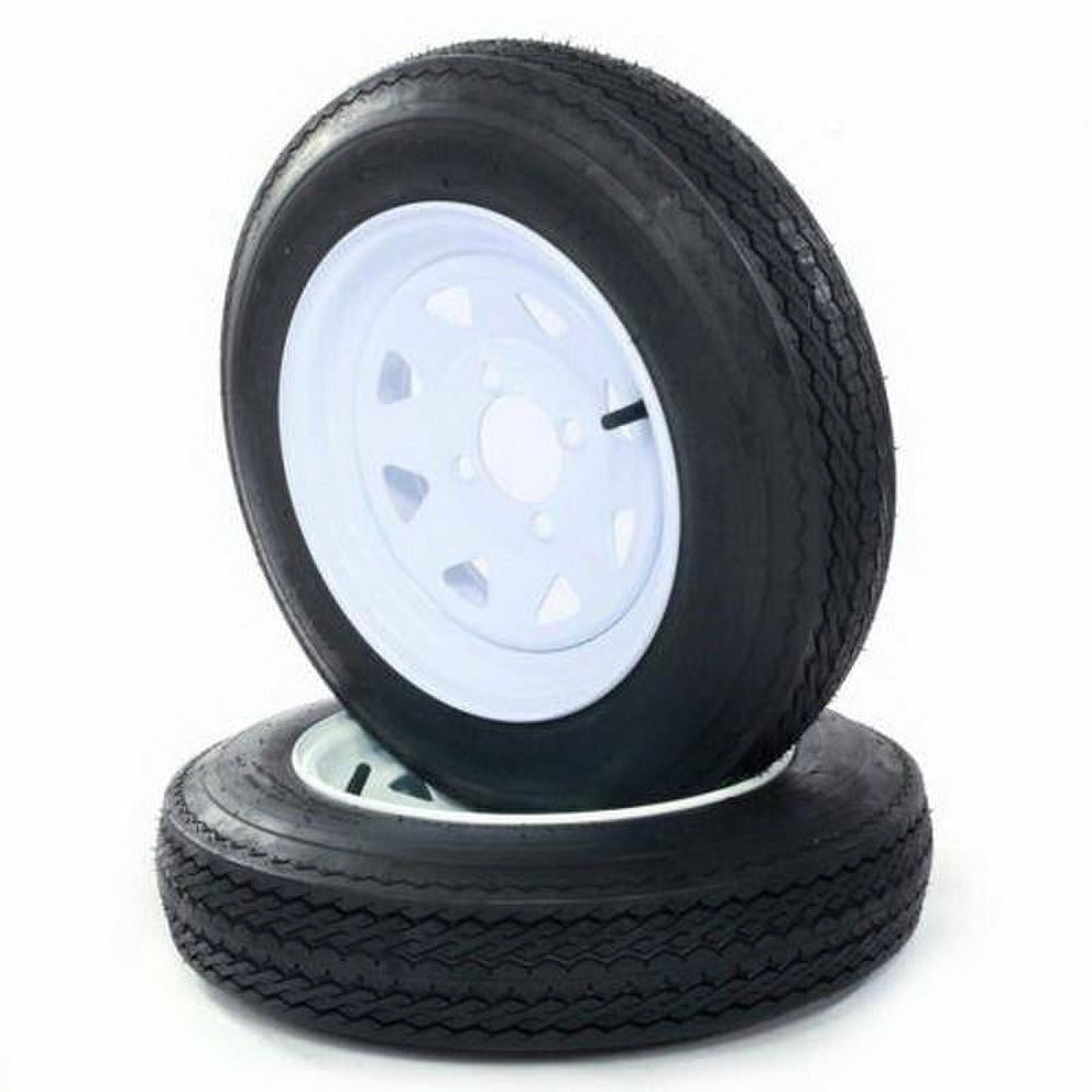 Ktaxon 1 Pair of Trailer Tires & Rims 4.80-12 480-12 4.80 X 12 4 Lug Wheel White Spoke 780LBS