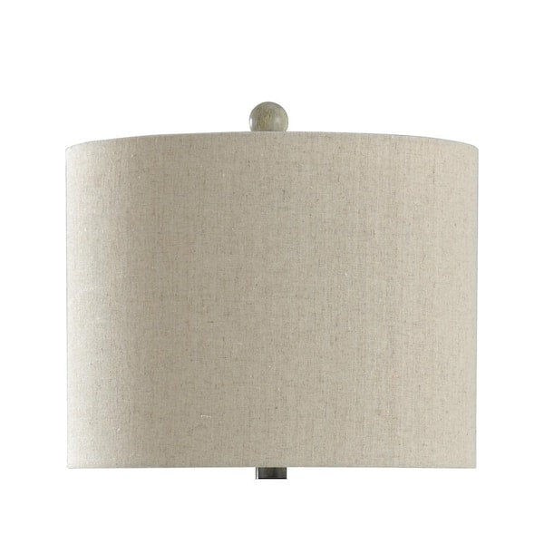 25.5 in. French Oak Table Lamp with White Hardback Fabric Shade