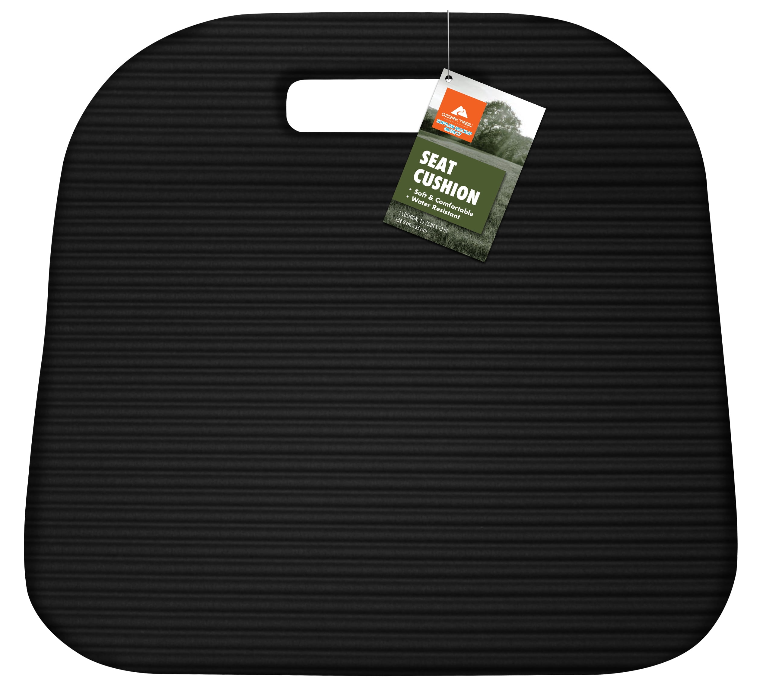 Ozark Trail Comfortable Soft Foam Stadium Cushion, Multi-Purpose Seat Cushion, Black