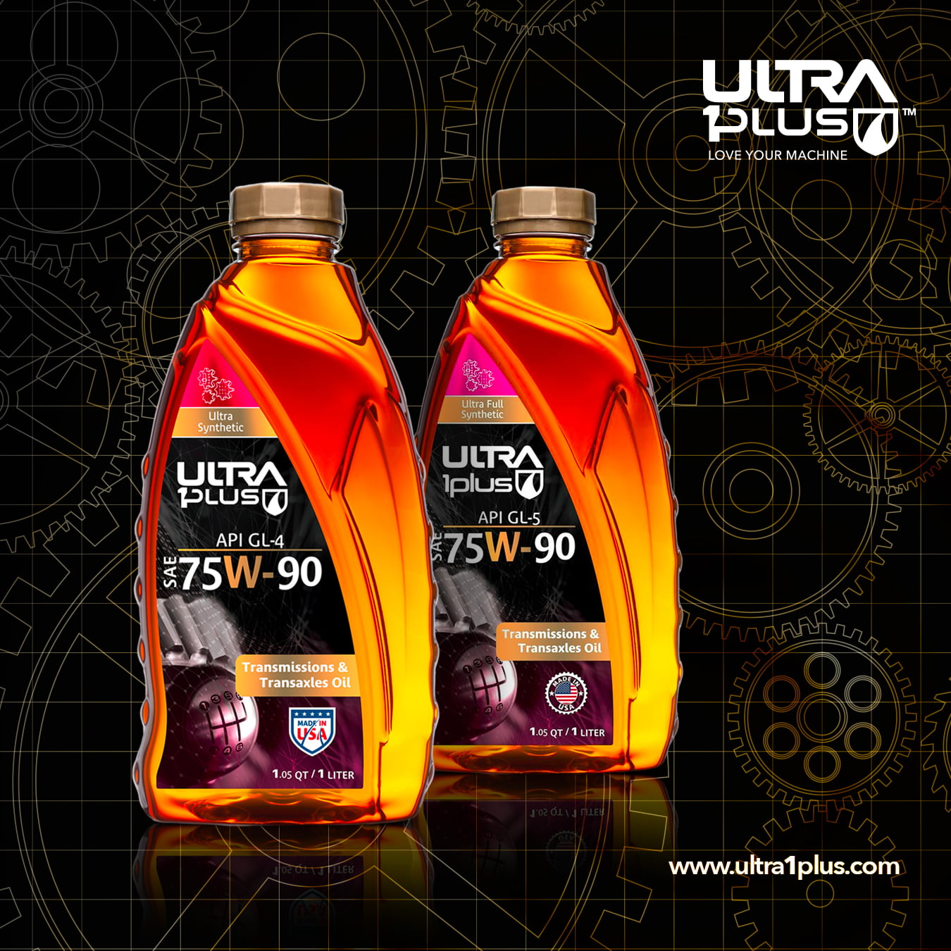 Ultra1Plus™ SAE 75W-90 Synthetic Gear Oil API GL-5 | 3-Pack QT