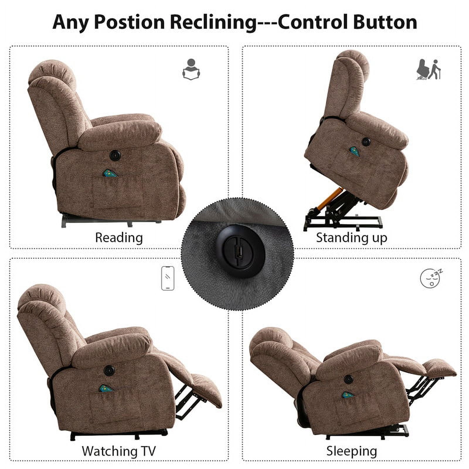 Ebello Design Electric Lift Chair Recliner with Massage Heating and Vibration function, Heavy duty and Safe movement Reclining Chair