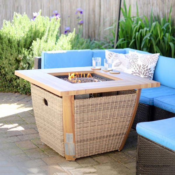 AmberCove Belson 37.99 in. W Outdoor Steel Propane Firepit Table