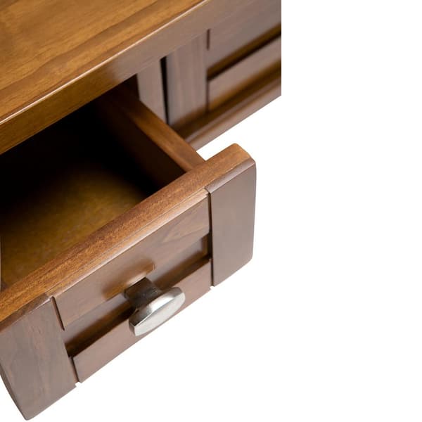 Warm Shaker Solid Wood Transitional 48 in. Wide Writing Office Desk in Light Golden Brown