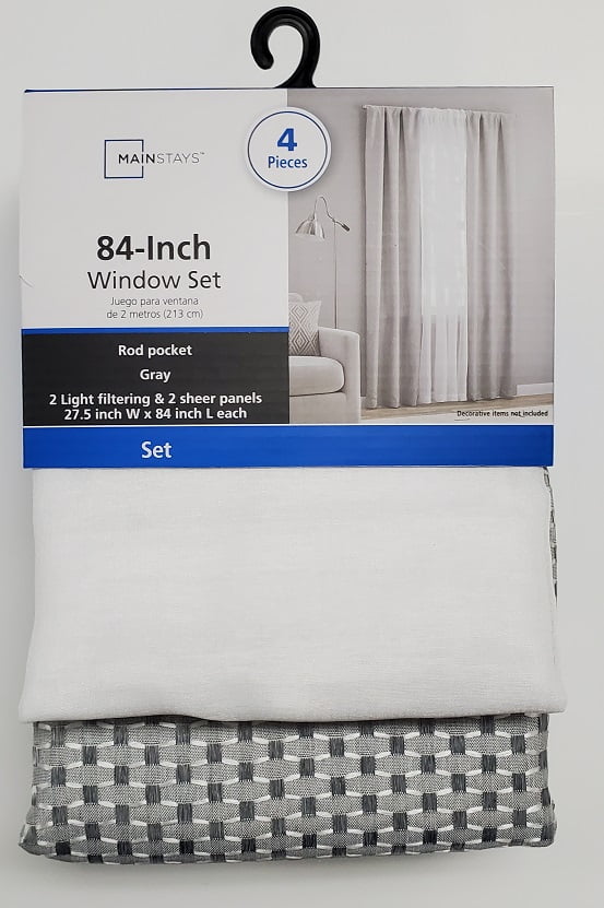 Mainstays 4 Piece Wave Jacquard Curtain Panel Set, 27.5