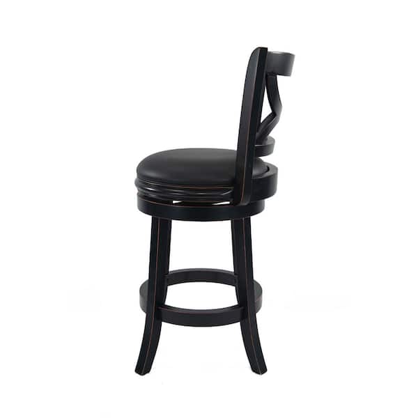 Florence 24 in. Black Swivel Cushioned Bar Stool
