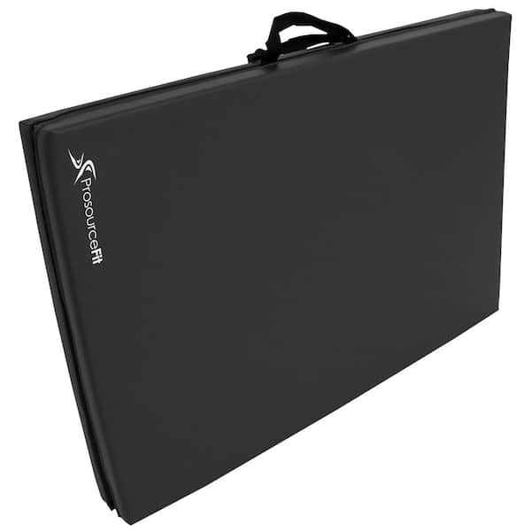 Bi-Fold Folding Thick Exercise Mat Black 6 ft. x 2 ft. x 1.5 in. Vinyl and Foam Gymnastics Mat (Covers 12 sq. ft.)