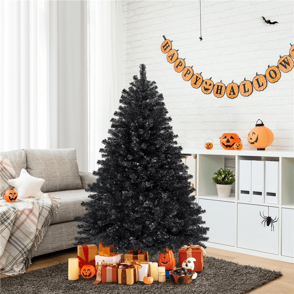 Yaheetech 4.5ft Pre-lit Spruce Artificial Christmas Tree, Black