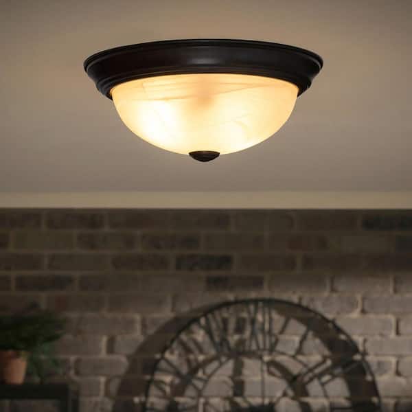 15 in. 3-Light Oil Rubbed Bronze Ceiling Flush Mount