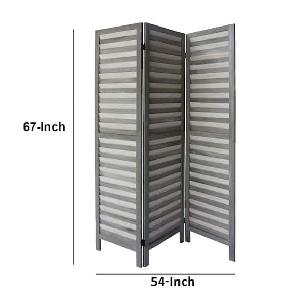 5.5 ft. Light Gray 3-Panel Foldable Wooden Room Divider Privacy Screen with Shutter Design and Metal Hinges