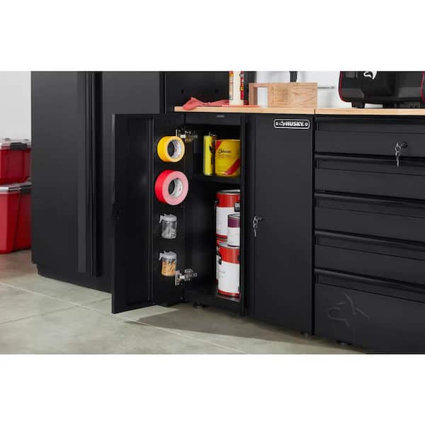 Heavy Duty Welded 20-Gauge Steel 2-Door Garage Base Cabinet in Black (28 in. W x 32 in. H x 21.5 in. D)