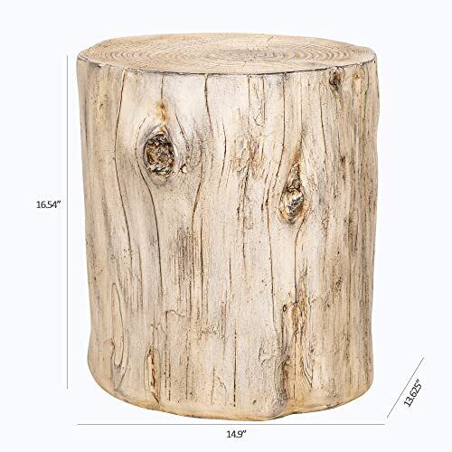 Ball Cast Concrete Stool End Table 16.5"h Grey Whi