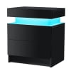 Hommpa 2 Drawer Modern Nightstand with RGB LED Light High Gloss Bedside Tables for Bedroom White