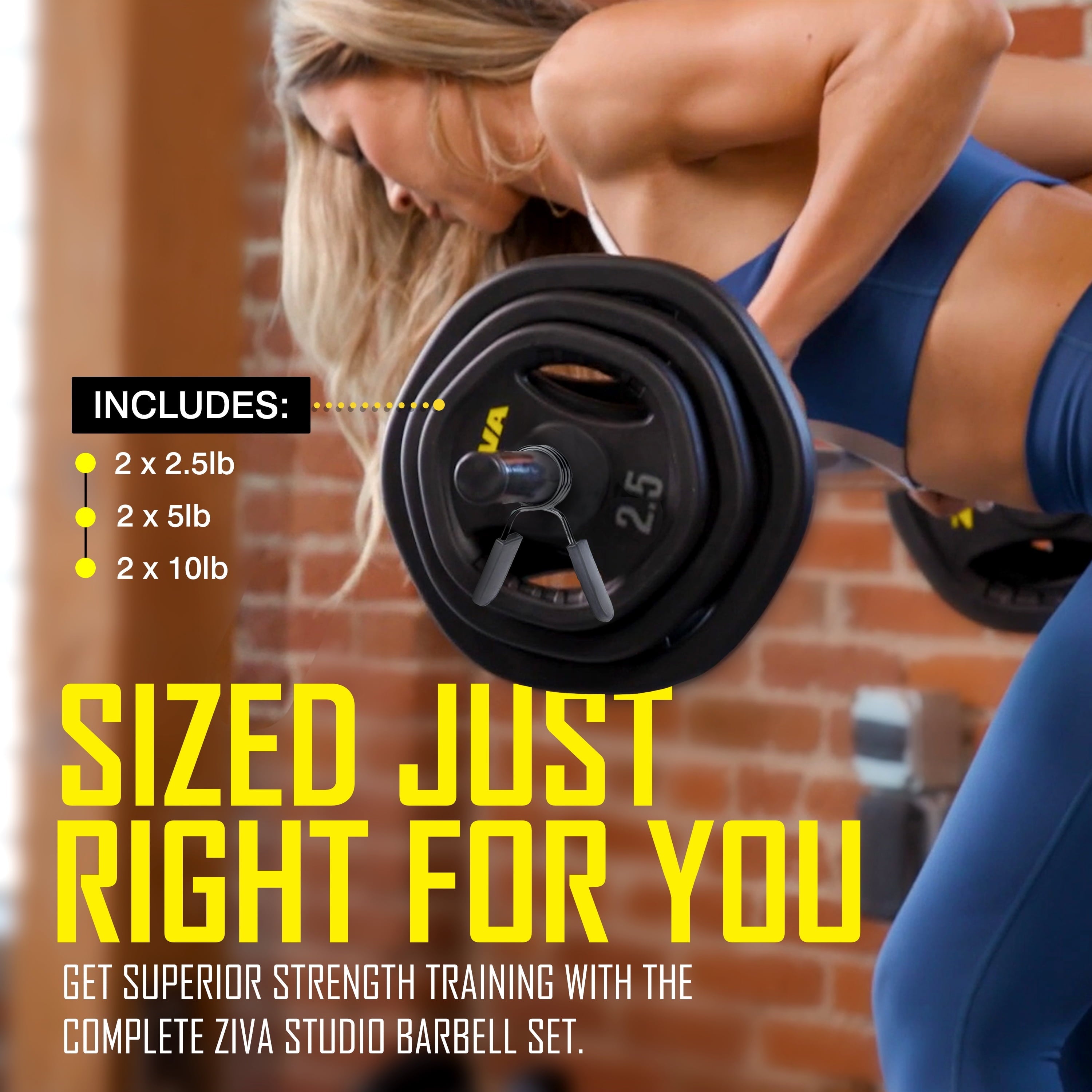 ZIVA RPU Studio Barbell Adjustable Weight Set - 6 High Grade RPU Coated Grip Plates (2 x 2.5lb, 2 x 5lb, 2 x 10lb) 1.18