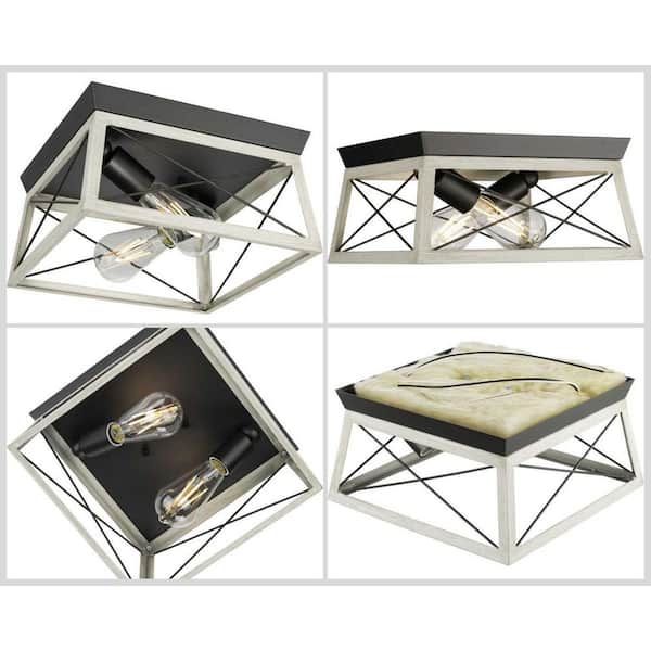 Briarwood Collection 2-Light Graphite Kitchen Farmhouse Ceiling Light Flush Mount