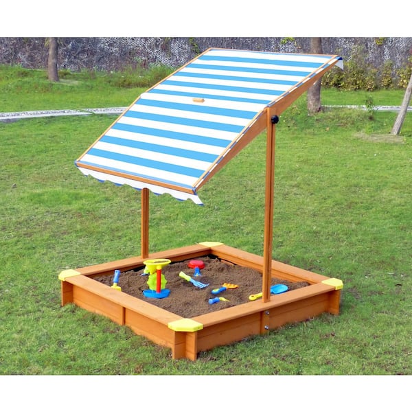 3.83 ft. x 3.83 ft. x 3.83 ft. Wood Sandbox with Canopy