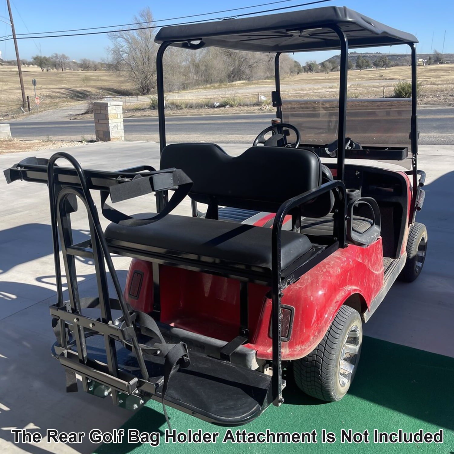 Kojem Black Flip Folding Rear Back Seat Kit & Safety Grab Bar Compatible with 1995-Up EZGO TXT Golf Cart